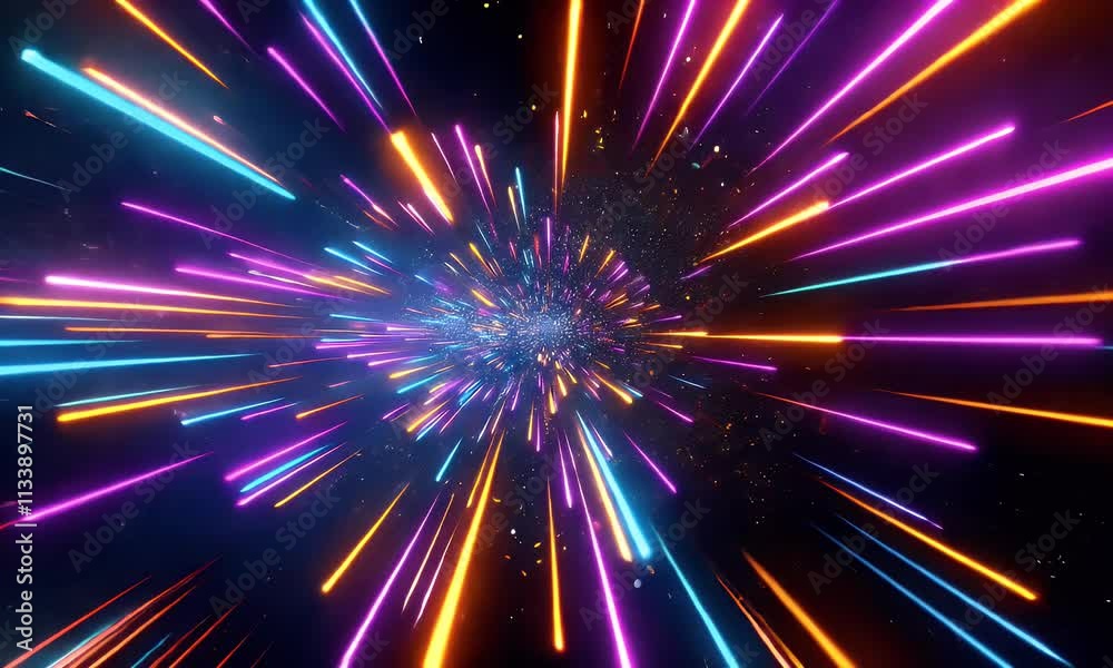 A dark background with neon light lines and laser beams, creating an immersive effect for the video game scene. The background is black, featuring glowing blue, A dark background with neon light lines and laser beams, creating an immersive effect for the video game scene. The background is black, featuring glowing blue,