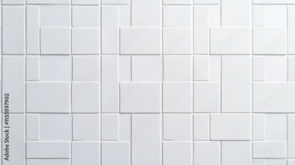 Minimalist white geometric tile texture with subtle lines and rectangular patterns, creating a clean and modern aesthetic suitable for background or decorative design. Minimalist white geometric tile texture with subtle lines and rectangular patterns, creating a clean and modern aesthetic suitable for background or decorative design.