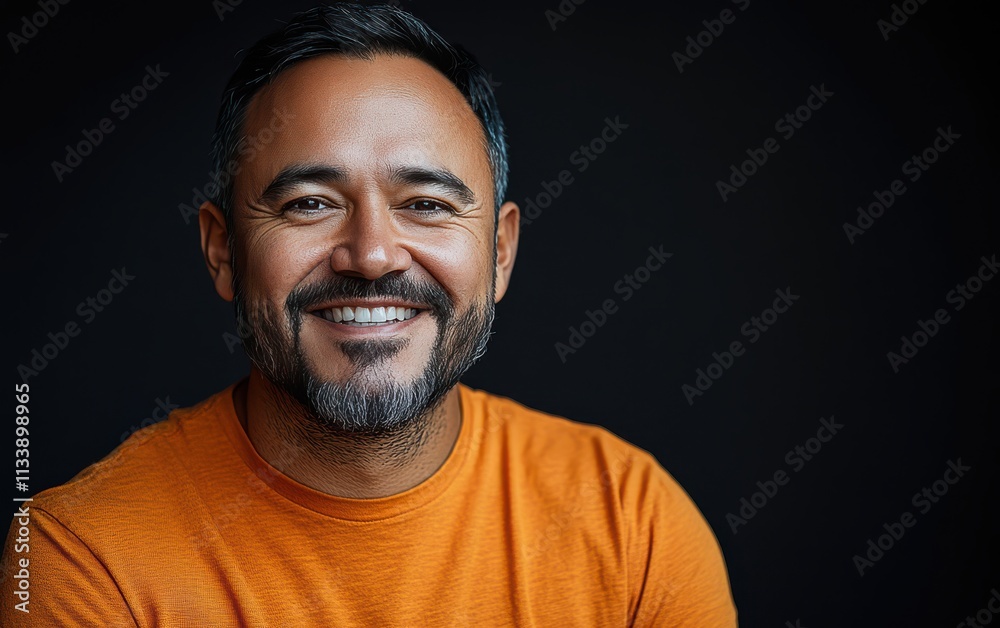 man with casual t-shirt is smiling at the camera, solid color background man with casual t-shirt is smiling at the camera, solid color background