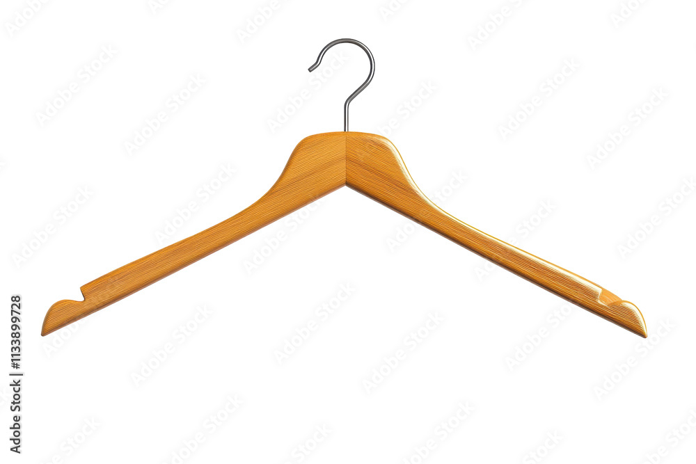 Wooden Clothes Hanger with Isolated Non-Slip Grip with isolated on transparent background