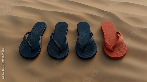 Summer Sandals on Sandy Beach, Relaxation, Vacation, Sun photo