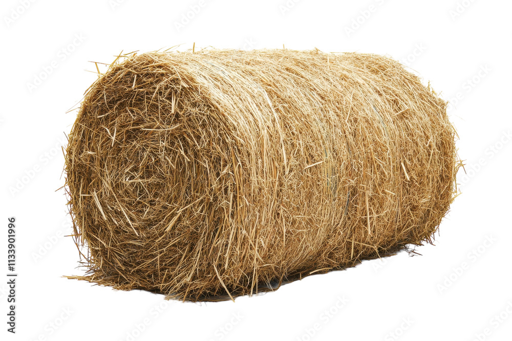 Round Hay Bale in a Sunny Field with Isolated Background with isolated on transparent background Round Hay Bale in a Sunny Field with Isolated Background with isolated on transparent background