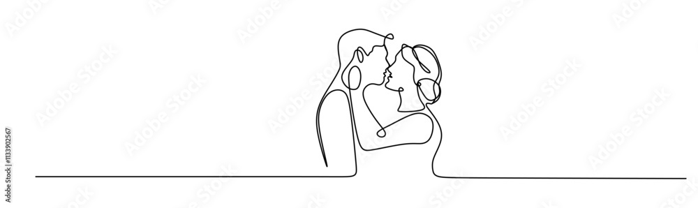 Draw one continuous line. Loving couple women on valentines day Vector illustration Draw one continuous line. Loving couple women on valentines day Vector illustration