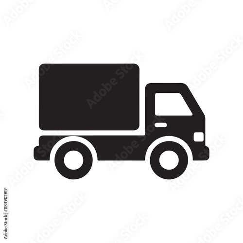 Simple Black Silhouette of a Delivery Truck