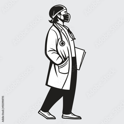 Doctor image silhouette vector art and illustration