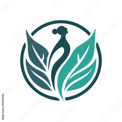 Elegant logo design featuring a woman and leaves, ideal for wellness brands.