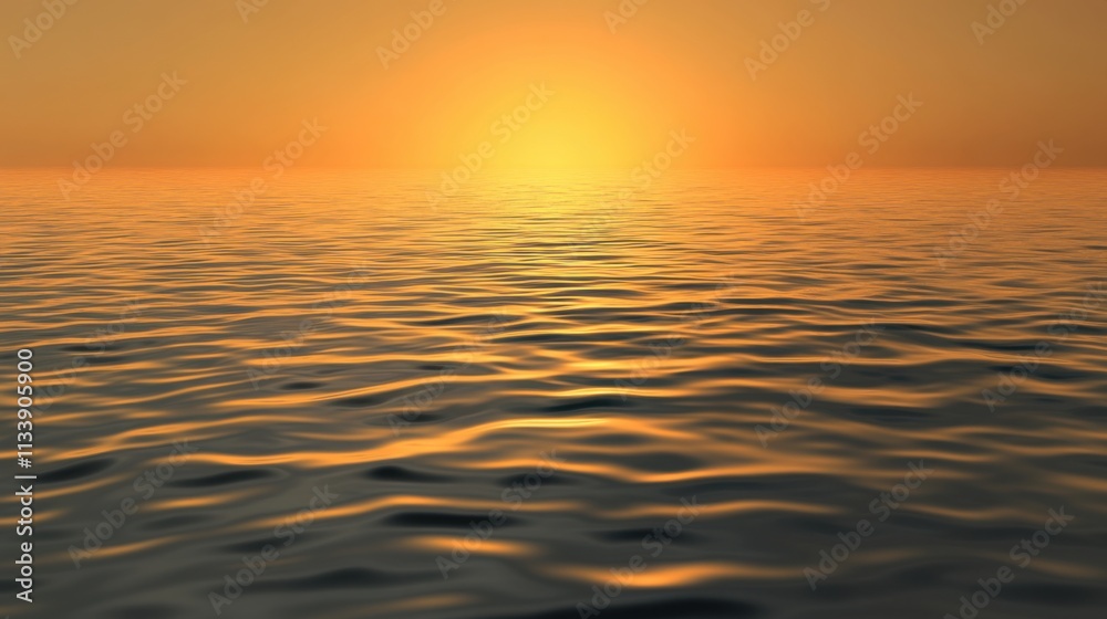 Fototapeta premium Serene sunset reflection over calm ocean waters coastal location nature scene tranquil environment wide view peaceful concept