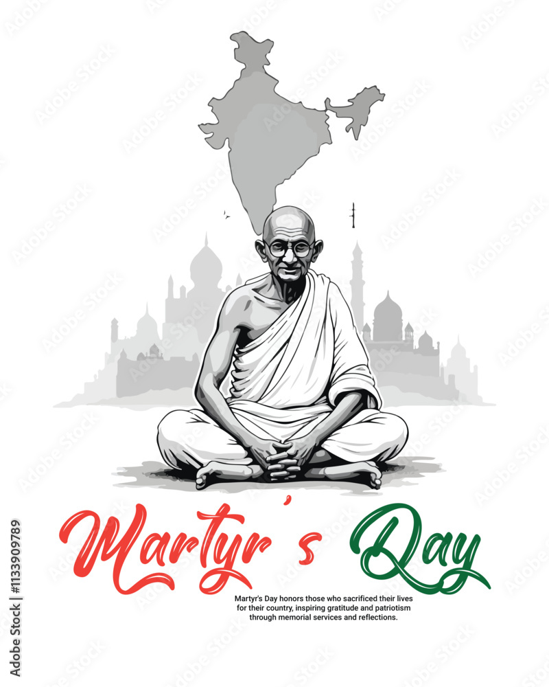 Happy Mahatma Gandhi punyatithi, martyr's day social media post banner template Happy Mahatma Gandhi punyatithi, martyr's day social media post banner template