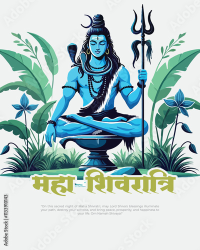 Happy Maha Shivratri Lord Shiva with Har Har Mahadeva Social Media Post template banner