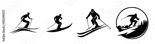 Minimalist Ski Hill Silhouette Logo - Perfect for Winter Adventures