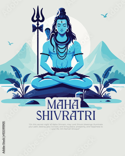 Happy Maha Shivratri Lord Shiva with Har Har Mahadeva Social Media Post template banner