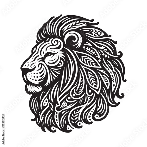 Wallpaper Mural lion outline vector art black color. Torontodigital.ca