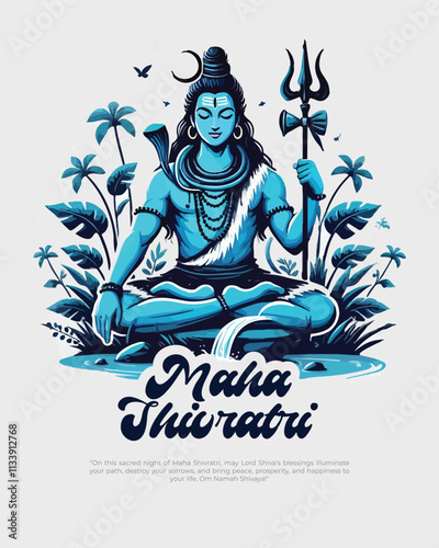 Happy Maha Shivratri Lord Shiva with Har Har Mahadeva Social Media Post template banner