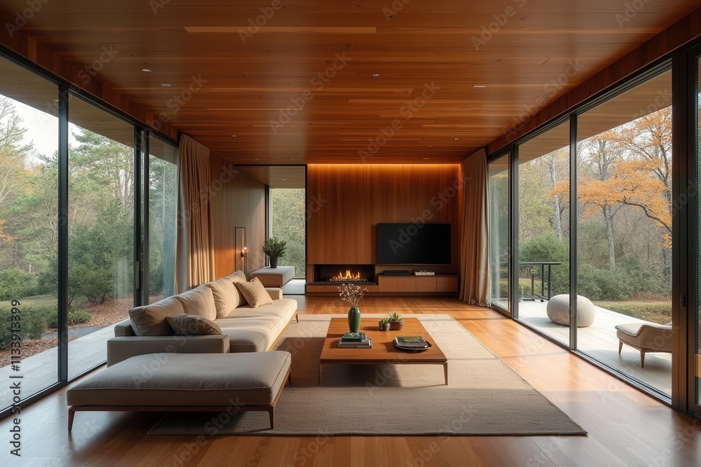 Modern Living Room with Large Windows and Natural Light Modern Living Room with Large Windows and Natural Light
