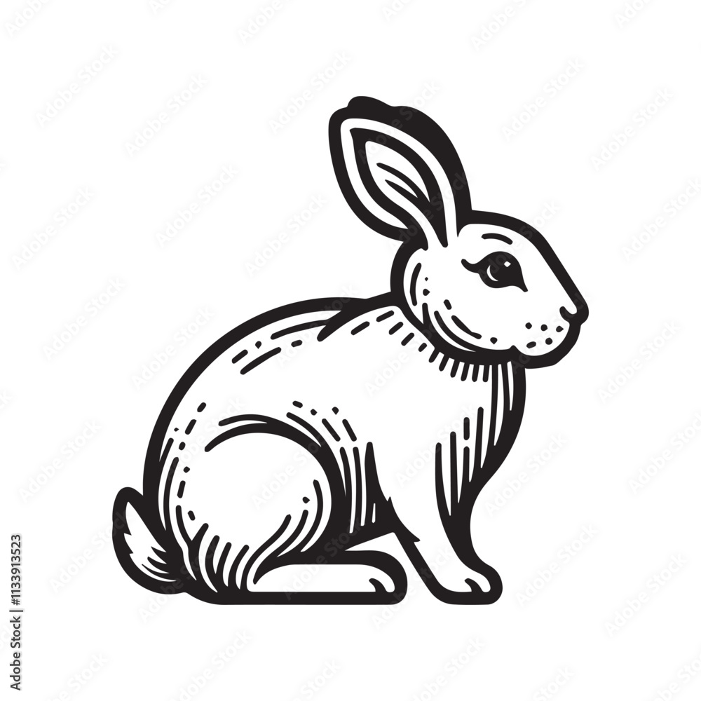 Obraz premium rabbit outline vector art black color.