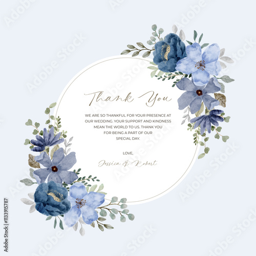 beautiful blue floral watercolor frame