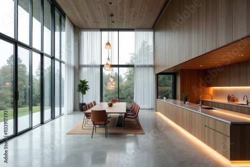 Modern Open Concept Dining Area with Natural Lighting