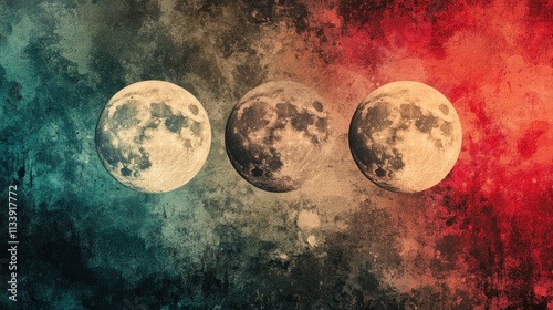 Three Moons Against a Grungy Sky