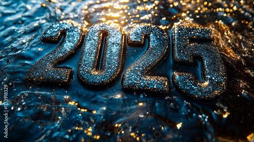 A close up of the numbers 2025 on a blue surface