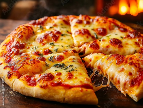 Wallpaper Mural A pepperoni pizza sitting on top of a wooden cutting board Torontodigital.ca