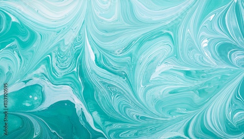 A mesmerizing abstract pattern with swirling turquoise and white, reminiscent of flowing water