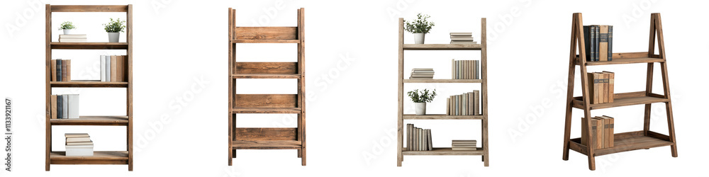 Elegant wooden ladder shelves with multiple tiers and levels perfect for modern home or office storage organization and display of books plants and other accessories Elegant wooden ladder shelves with multiple tiers and levels perfect for modern home or office storage organization and display of books plants and other accessories