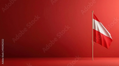 a close up of a flag on a pole against a red background photo