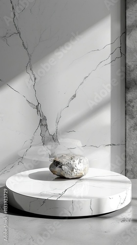 a white marble table with a bowl on it