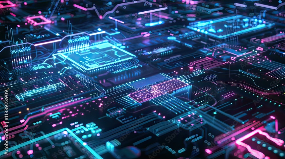 A conceptual depiction of interconnected digital networks with holographic elements. A conceptual depiction of interconnected digital networks with holographic elements.