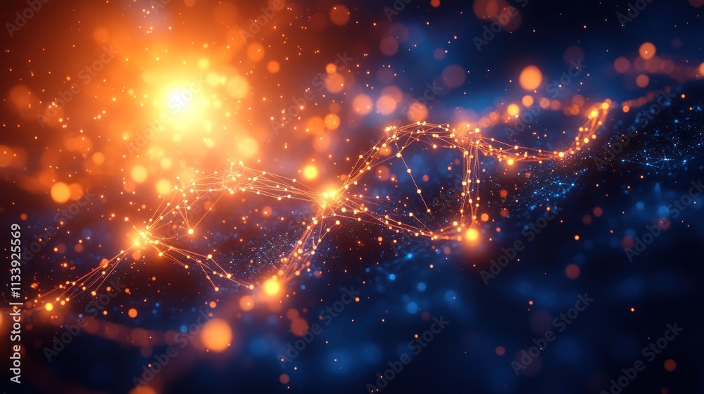 Obraz premium Glowing DNA strand, abstract science background.