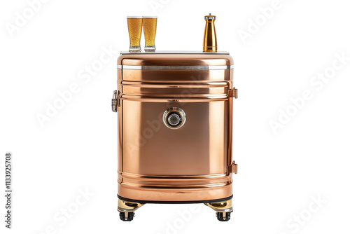 Modern Kegerator with Stainless Steel Finish, Perfect for Home Brewing Enthusiasts and Parties with isolated on transparent background photo