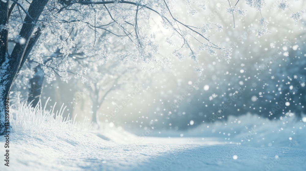 Fototapeta premium A snow-covered surface with fine granular details, capturing the essence of freshly fallen snow