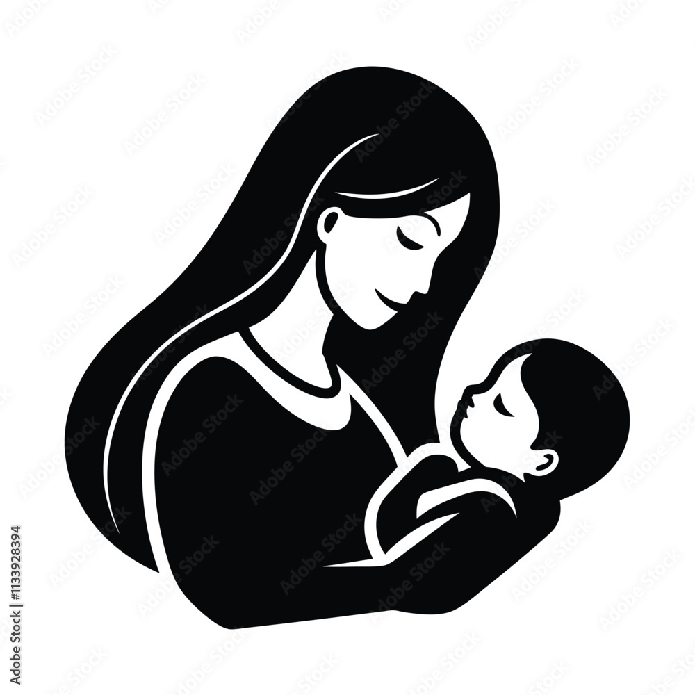 Mother and Baby Care Silhouette Vector Art Illustration - Loving Bond and Tender Moments Mother and Baby Care Silhouette Vector Art Illustration - Loving Bond and Tender Moments