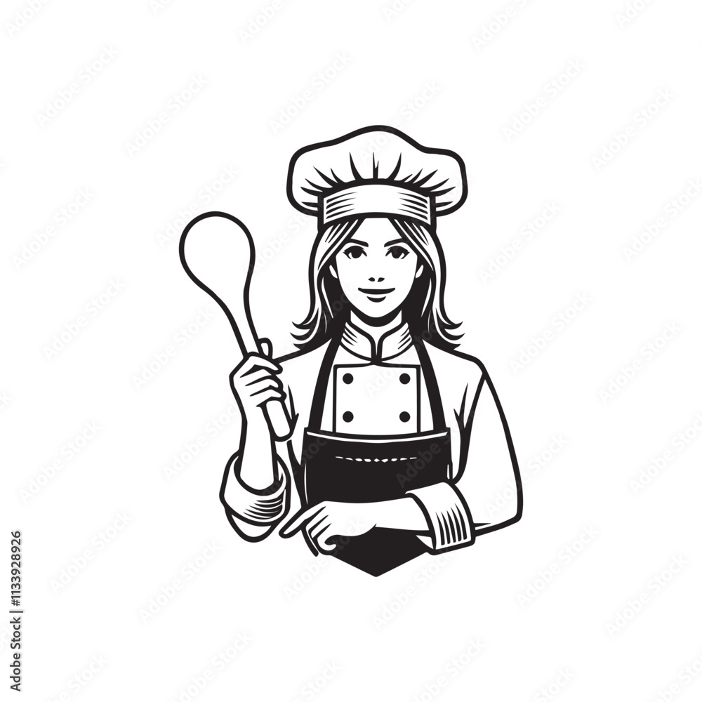 Creative Chef Restaurant Logo Illustration - Kitchen Baker Logo vector Creative Chef Restaurant Logo Illustration - Kitchen Baker Logo vector