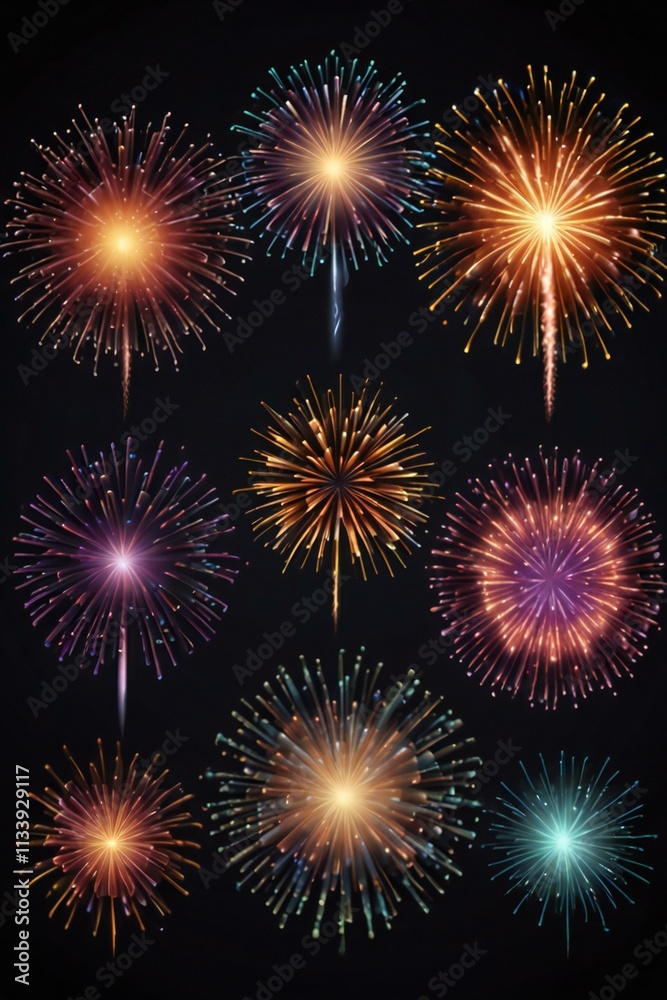 Naklejka premium fireworks on black background