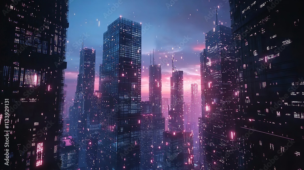 Fototapeta premium City Skyline Enhanced by AI-Driven Algorithms