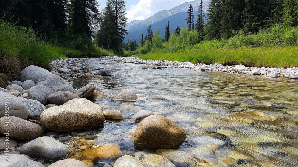 a crystal-clear mountain stream flowing over rocks a crystal-clear mountain stream flowing over rocks