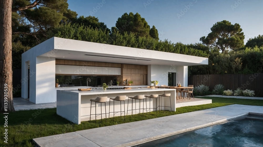 modern classic white kitchen on yard modern classic white kitchen on yard