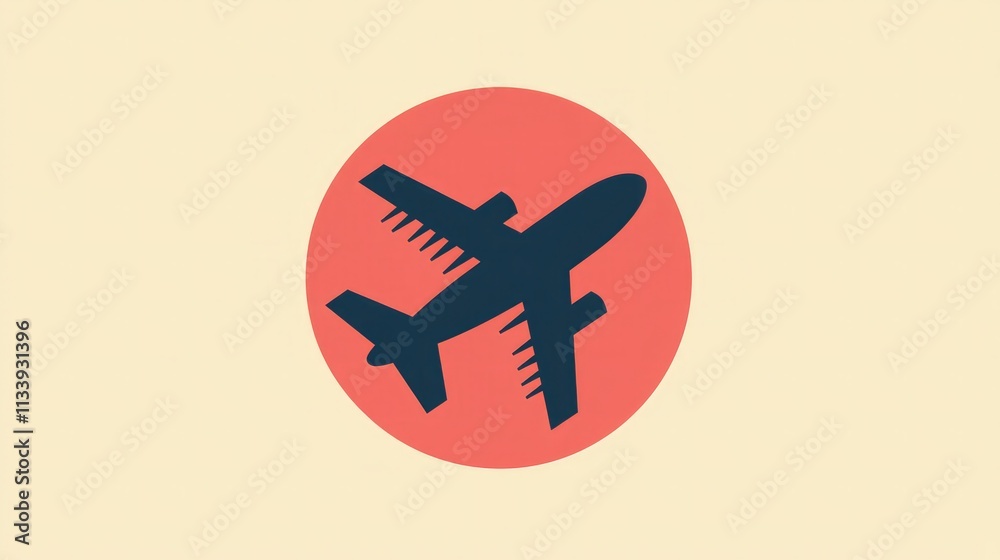 A flat design airplane icon in a circle, suitable for travel or aviation-related visuals. A flat design airplane icon in a circle, suitable for travel or aviation-related visuals.