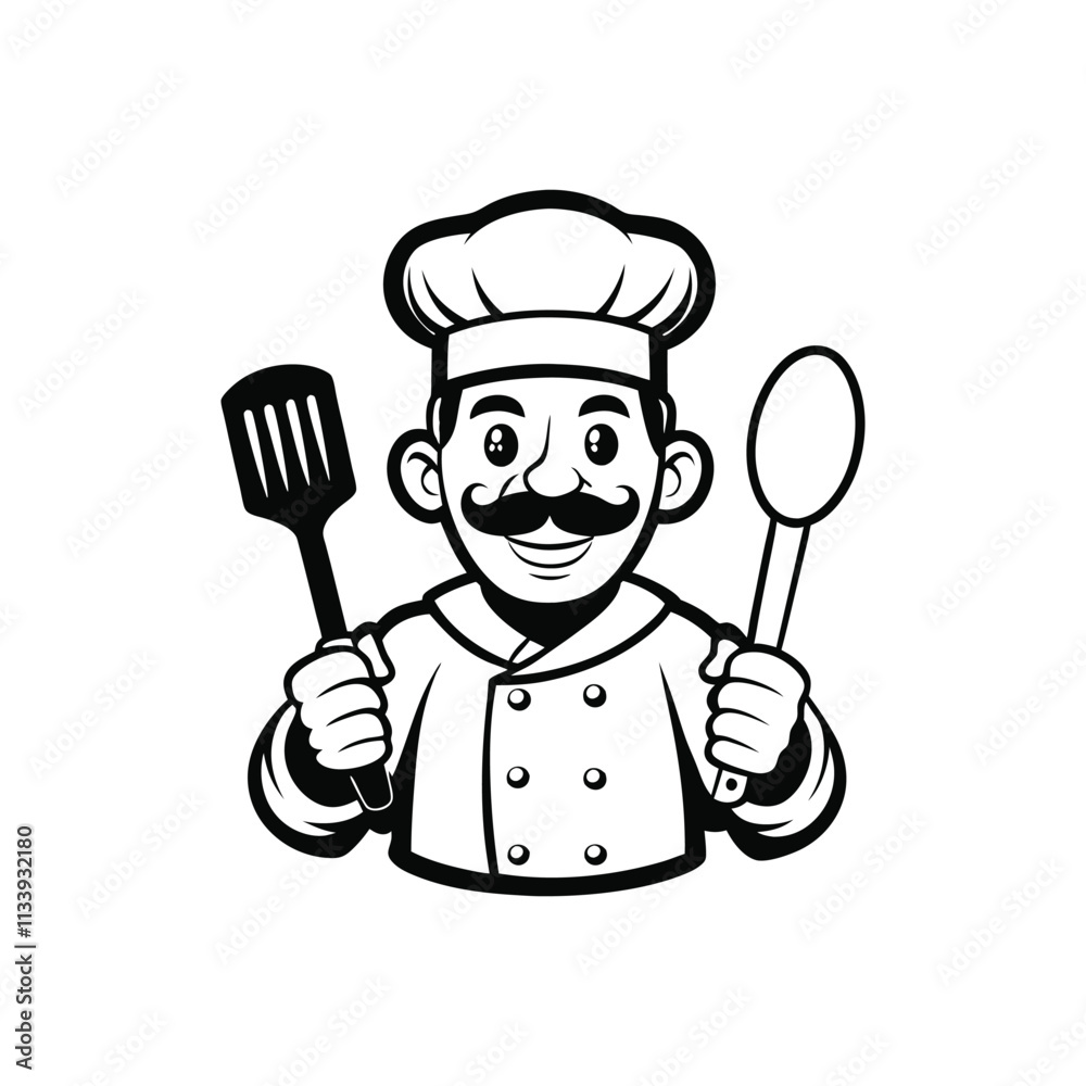 Modern Chef Restaurant Logo Illustration vector Modern Chef Restaurant Logo Illustration vector