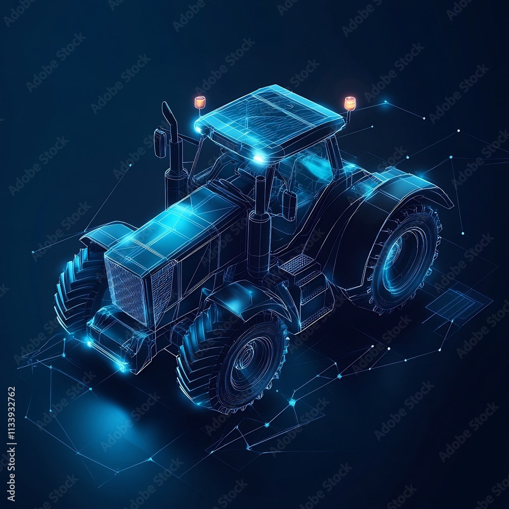 Futuristic Tractor Design: Digital Wireframe Model of an Agricultural Vehicle Futuristic Tractor Design: Digital Wireframe Model of an Agricultural Vehicle