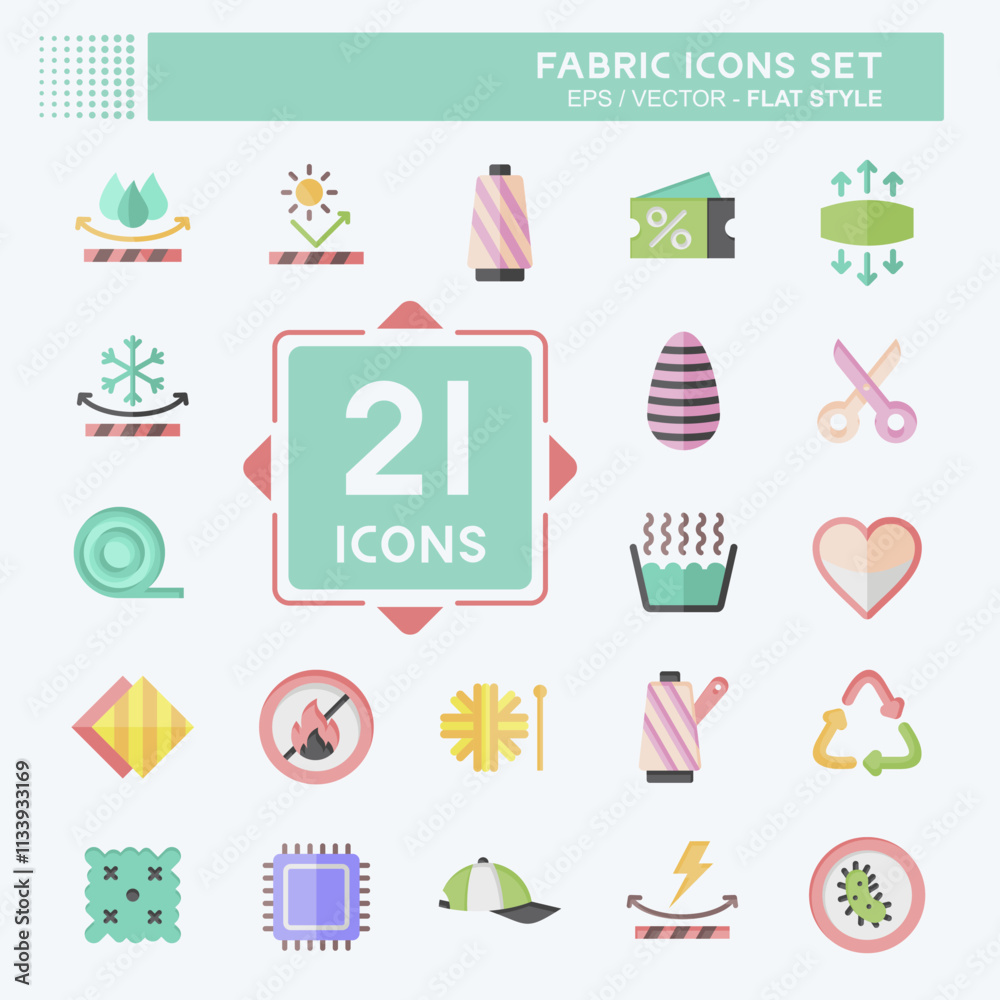 Icon Set Fabric. related to Education symbol. flat style. simple design editable Icon Set Fabric. related to Education symbol. flat style. simple design editable