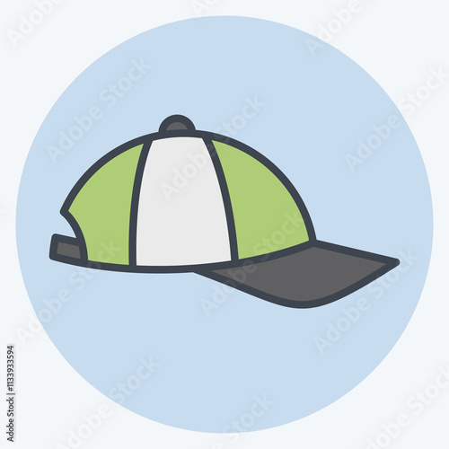 Icon Cap. related to Fabric symbol. color mate style. simple design editable