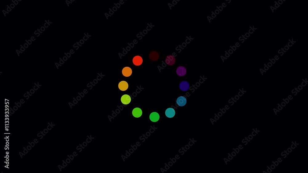 colorful loading dot circle icon on black background, colorful dot circle progress bar animated. loading progress bar circle. colorful loading dot circle icon on black background, colorful dot circle progress bar animated. loading progress bar circle.
