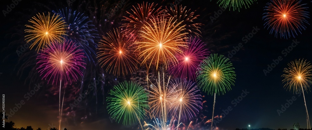 Naklejka premium fireworks in the night sky