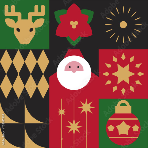 Scandinavian Christmas Geometric Block Design photo