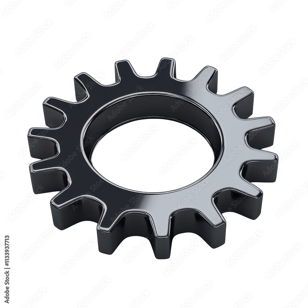 Metallic Gear Component on White Background for Industrial Use
