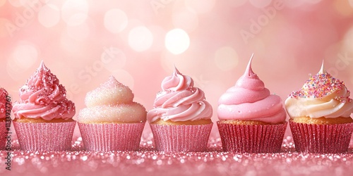 Sparkling Pink Cupcakes Celebration Background