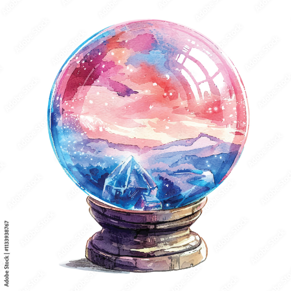 watercolor of beautiful crystal ball cartoon watercolor of beautiful crystal ball cartoon
