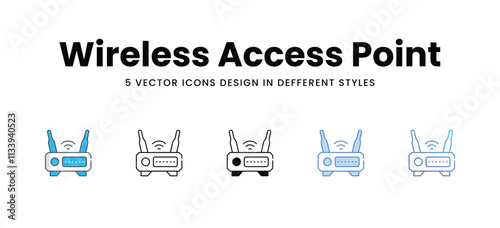 Wireless Access Point icons set in different style vector stock illustration